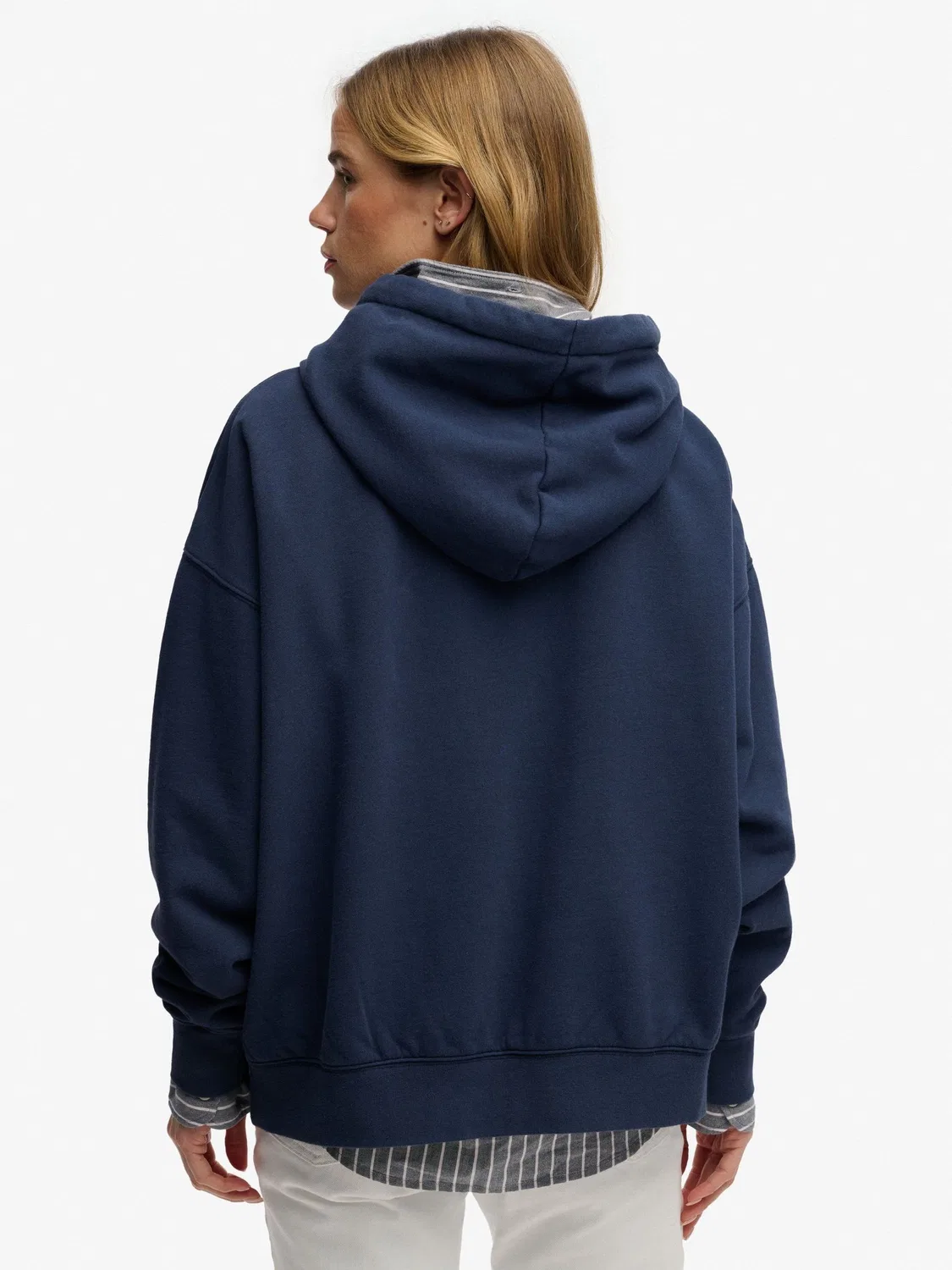 Худи Superdry Luxe Casual Embroidered Relaxed, темно-синий — фото 2
