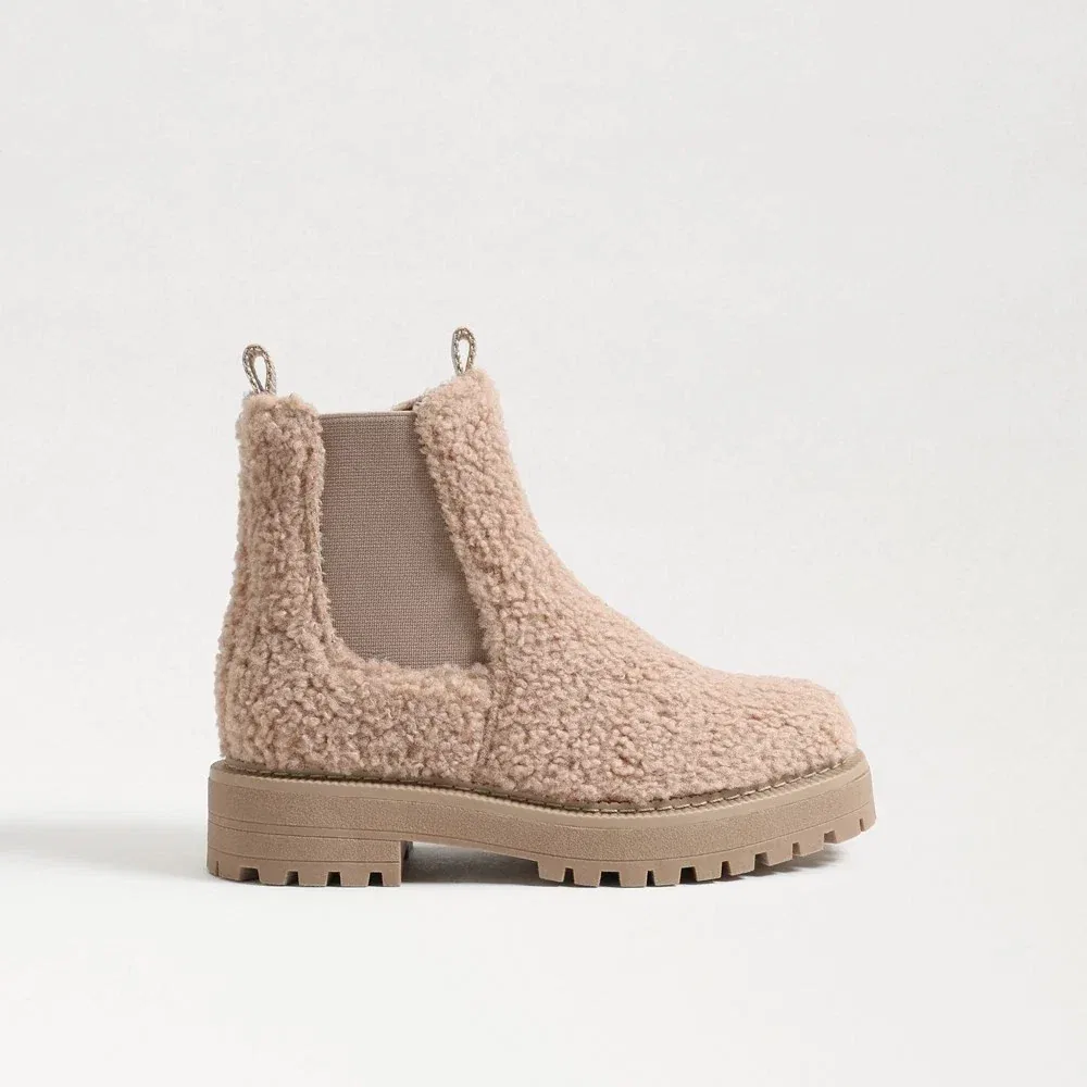 Детские ботинки Chelsea с круглым носом на искусственной овчине Sam Edelman Laguna Boot, бежевый — фото 2