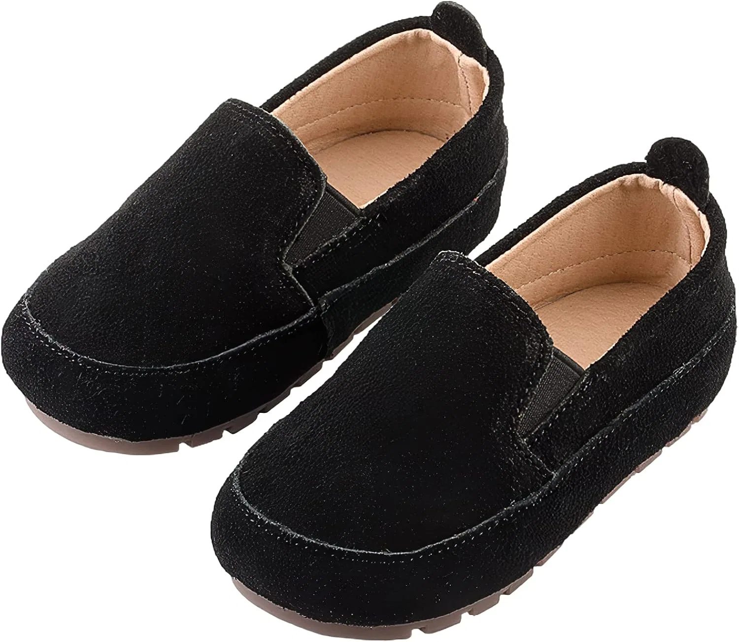 Детские мокасины для мальчиков из замши на плоской подошве rismart, Black — фото 2