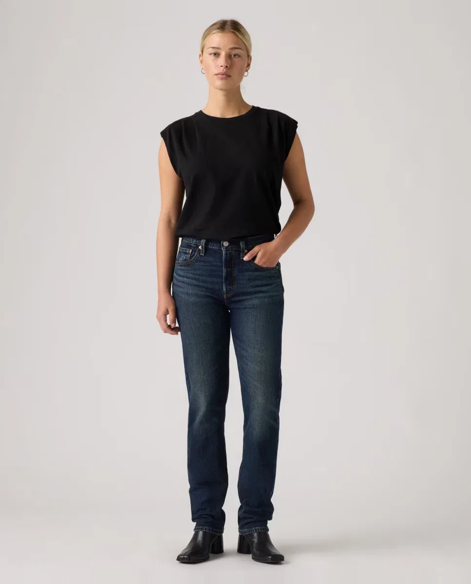 Женское прямые джинсы, Vaquero Recto 501 Jeans For Women, Levi's, темно-синий