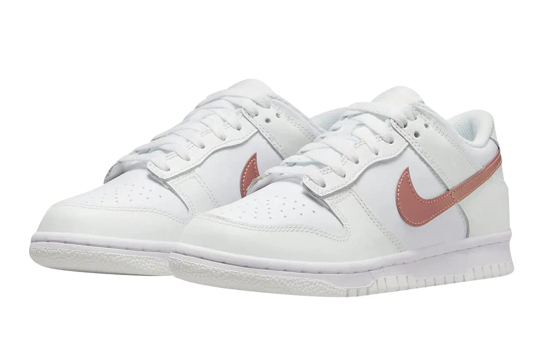 Детские кроссовки для мальчиков с принтом Dunk Low Gs Shoes NIKE, White Metallic Red Bronze — фото 3