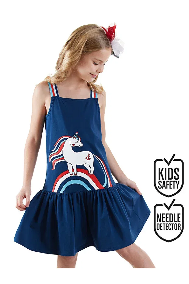 Детское платье для девочек хлопковое Sailor Unicorn Denokids, Navy Blue