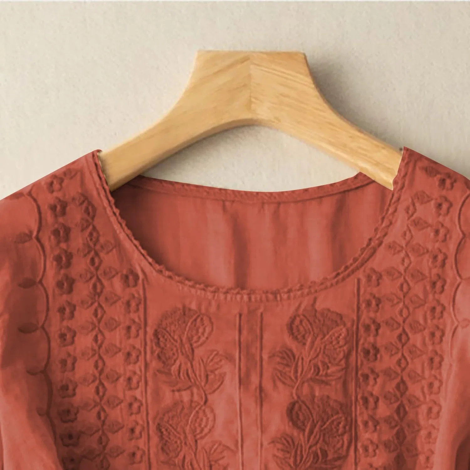 Женская блуза с цветочной вышивкой Cotton Linen Tops, Z12-orange Linen Shirts for Women — фото 4