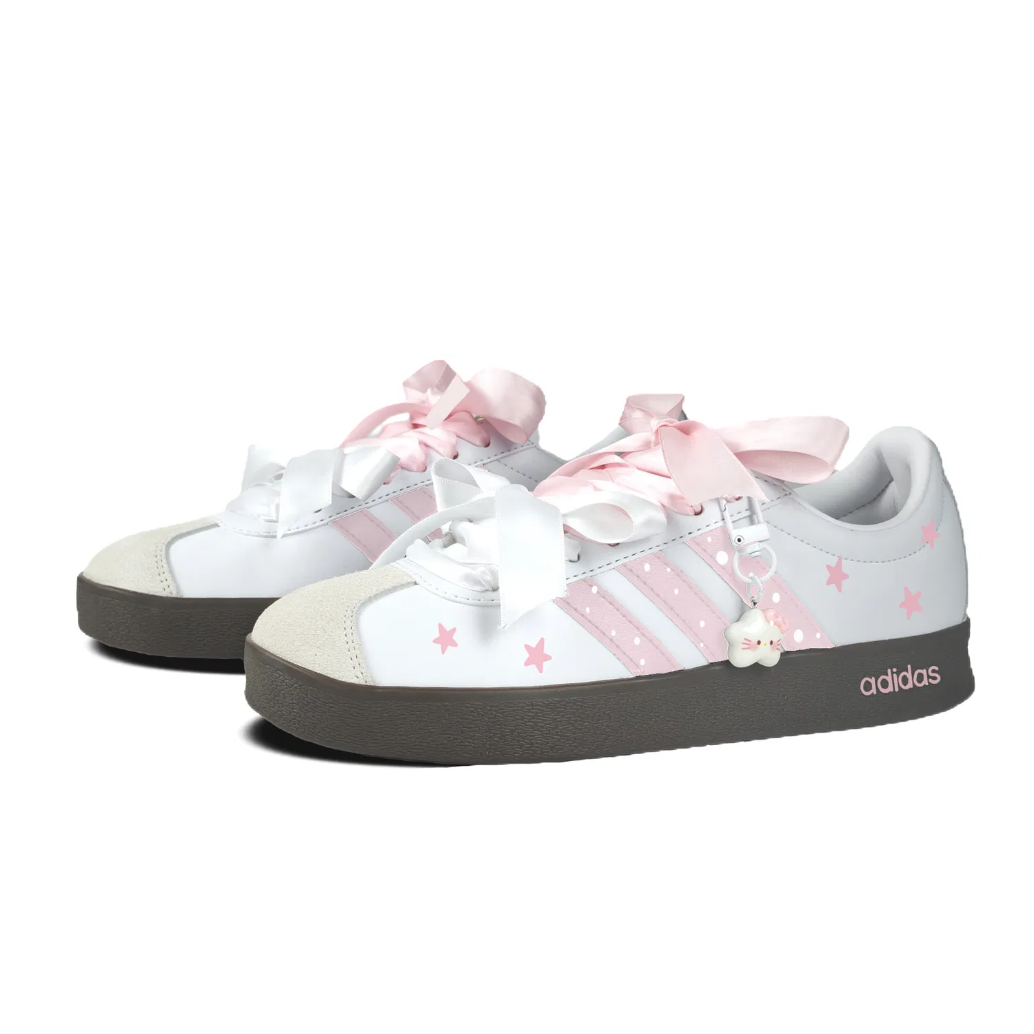 Детские кроссовки с принтом Adidas Vl Court Classic Pink Star, White — фото 4