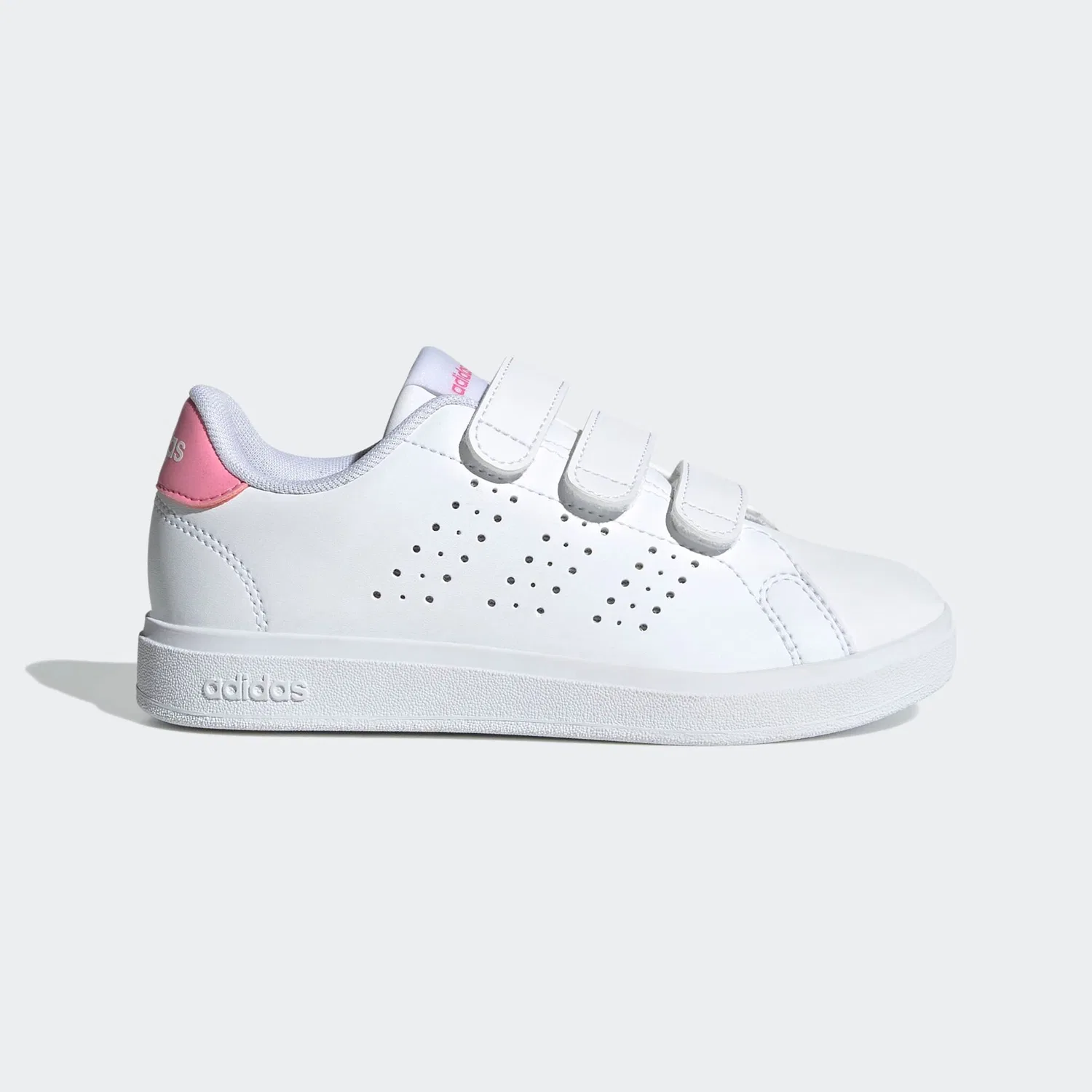 Детские спортивные кроссовки с перфорированными полосками Adidas, Cloud White/Bliss Pink/Core Black — фото 2