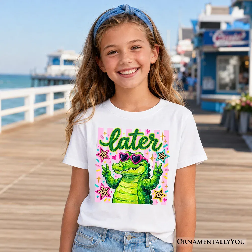 Детская футболка для девочек с принтом Coquette Alligator OrnamentallyYou, White — фото 2