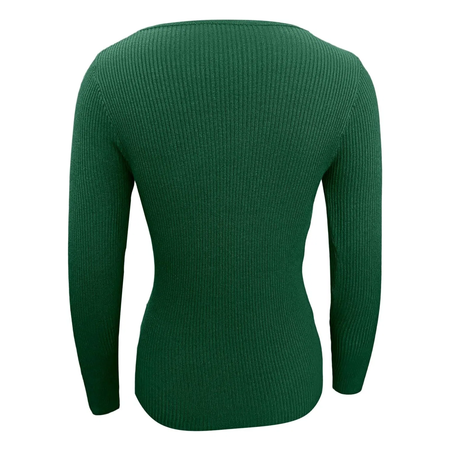 Женский свитер с длинным рукавом на пуговицах, B-dark Green — фото 4