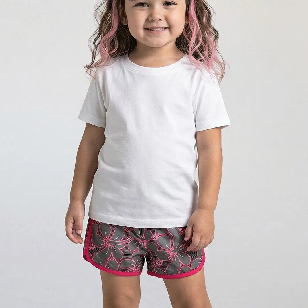 Детские плавки-шорты для девочек с принтом Surf/Swim Boardshorts Premium Ocean Friendly Kahuna Kids, Magentapink / Dunkelgrau — фото 3