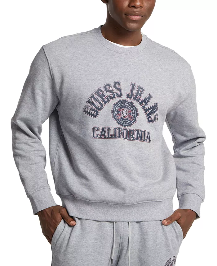 

Мужская толстовка California с длинным рукавом и графическим логотипом GUESS JEANS, серый