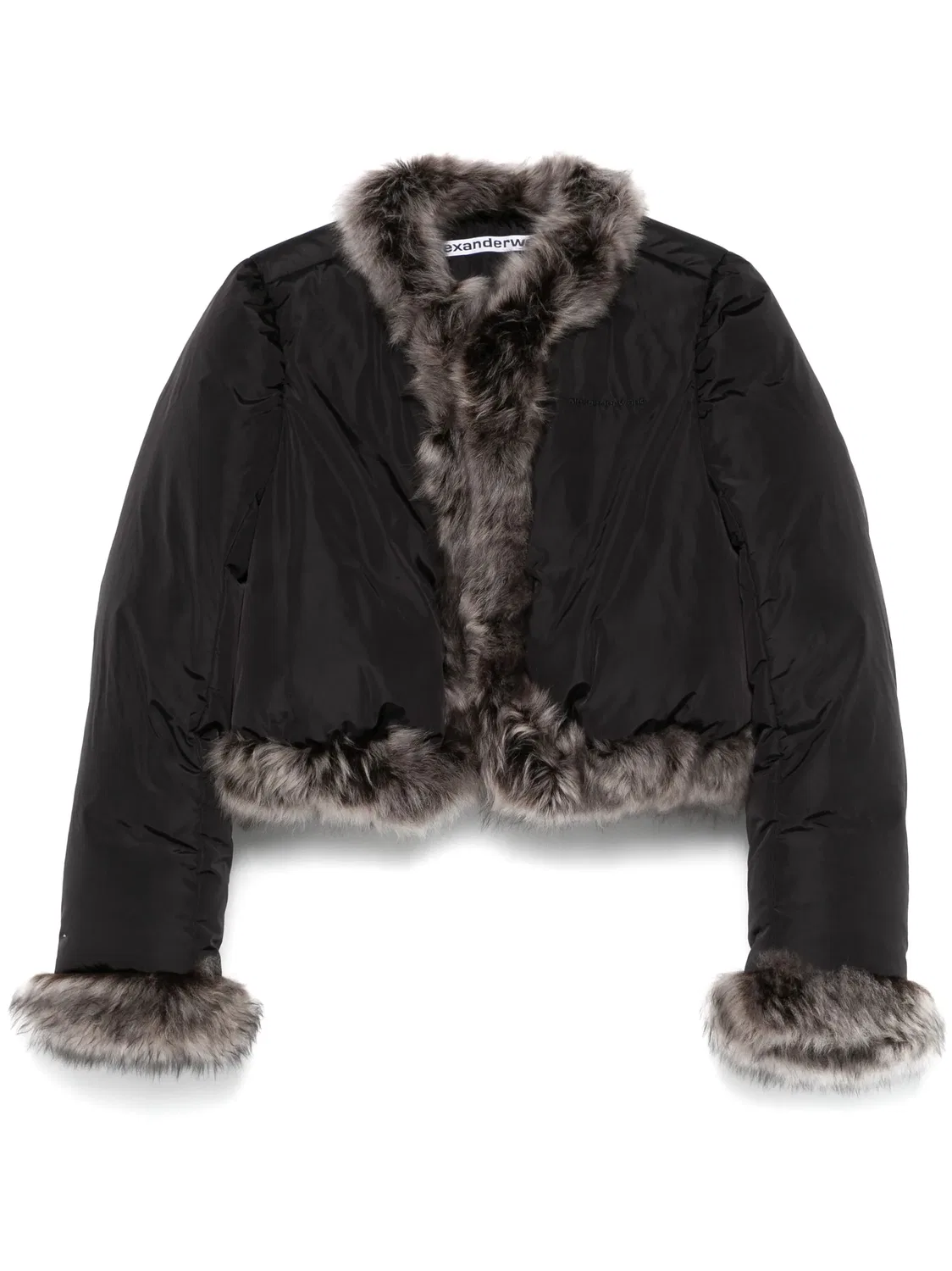 Пуховик с отделкой из искусственного меха Alexander Wang, черный