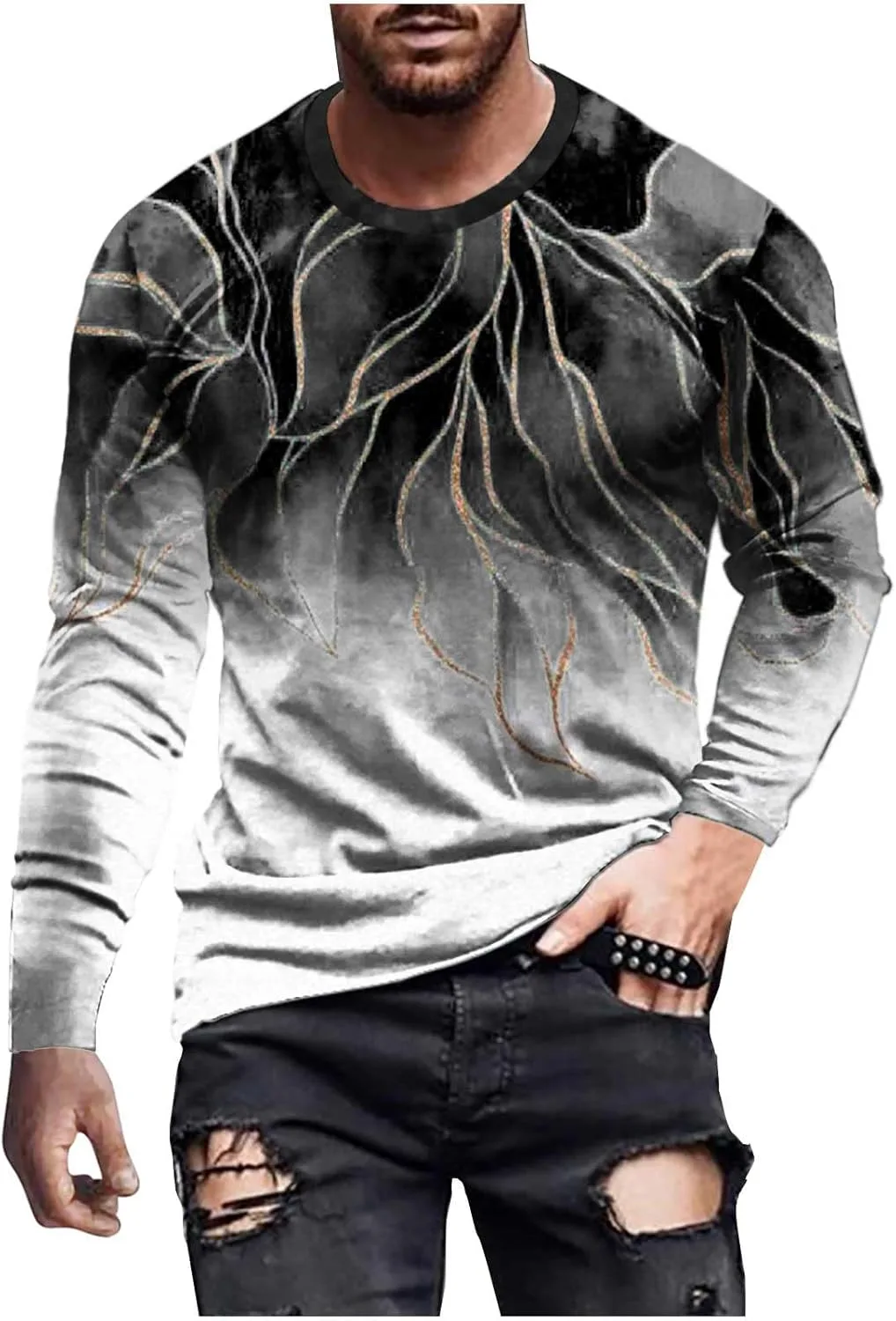 

Футболка мужская с 3D принтом, Long Sleeve, Plus Size Zeiyignr