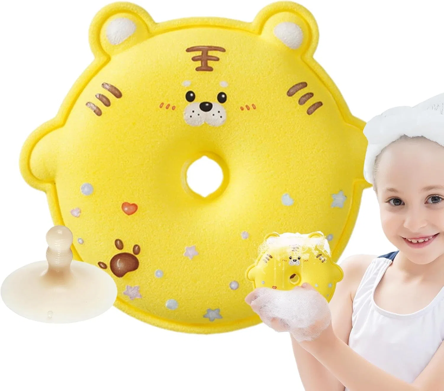 Мочалка для душа, Huvqianu, 18 г, 12x11.5x2 см, Желтый