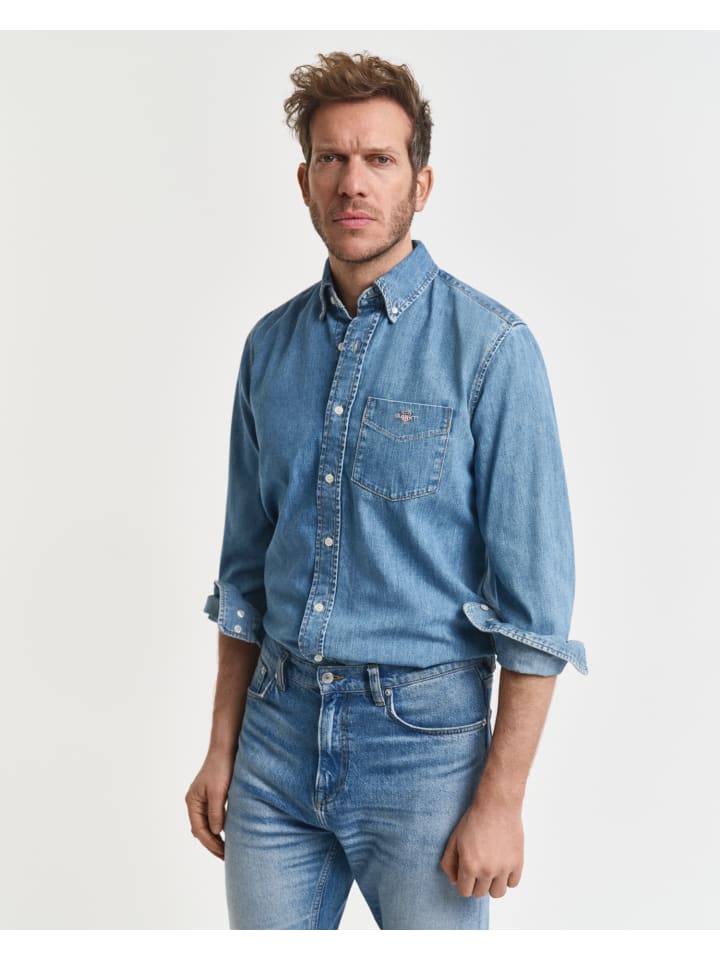 

синяя рубашка Gant