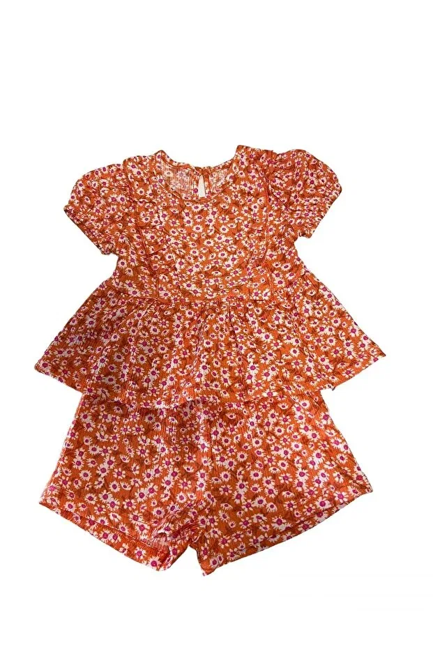 Детский комплект для девочек с коротким рукавом Kübra Tekstil, Orange — фото 2
