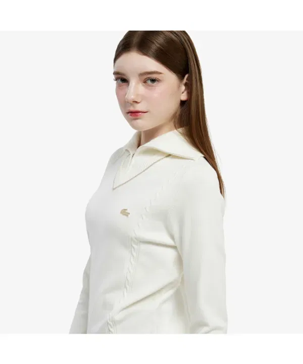 Свитер Lacoste женский полузастегнутый с отложным воротником, af708e-55n 001, классический — фото 2