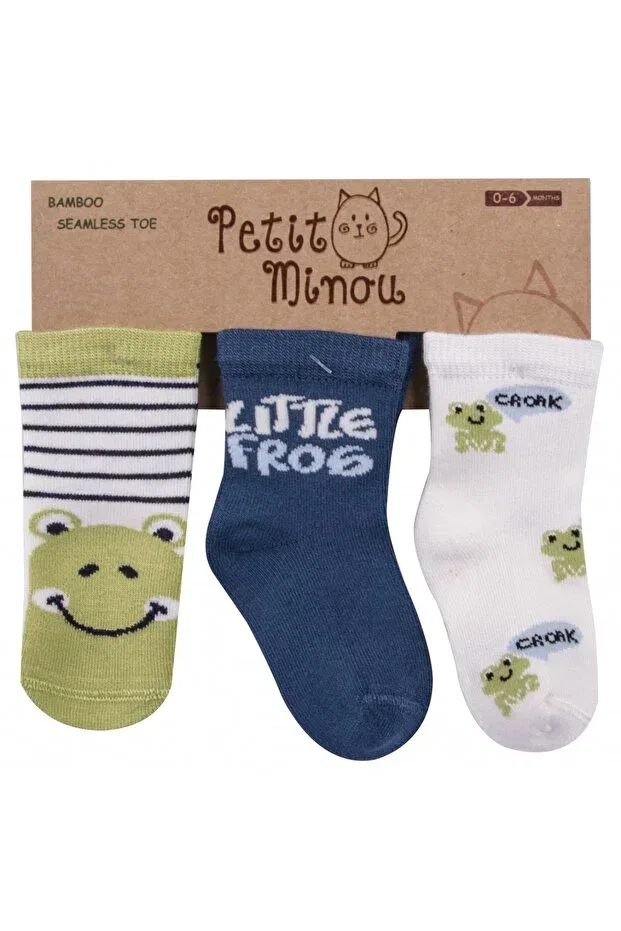 Детские носки для мальчиков хлопковые 3-комплект Little Frog Socks Petit Minou, Sarı