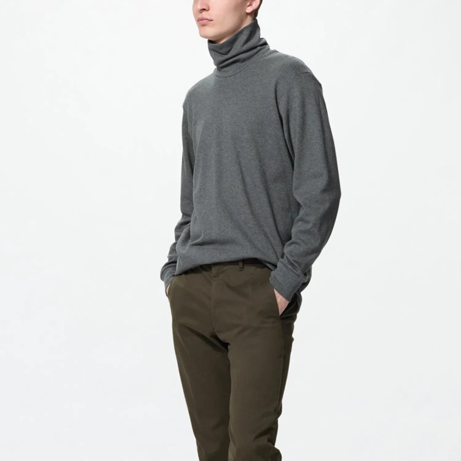 Мужская футболка с отложным воротником Dark Gray UNIQLO — фото 3