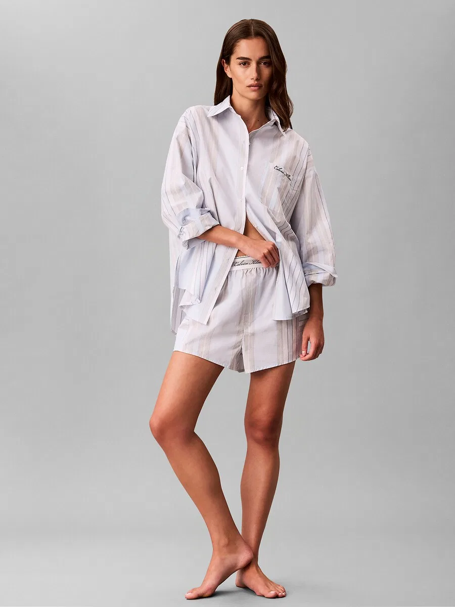Пижамный комплект Calvin Klein с короткими штанинами, синий — фото 4
