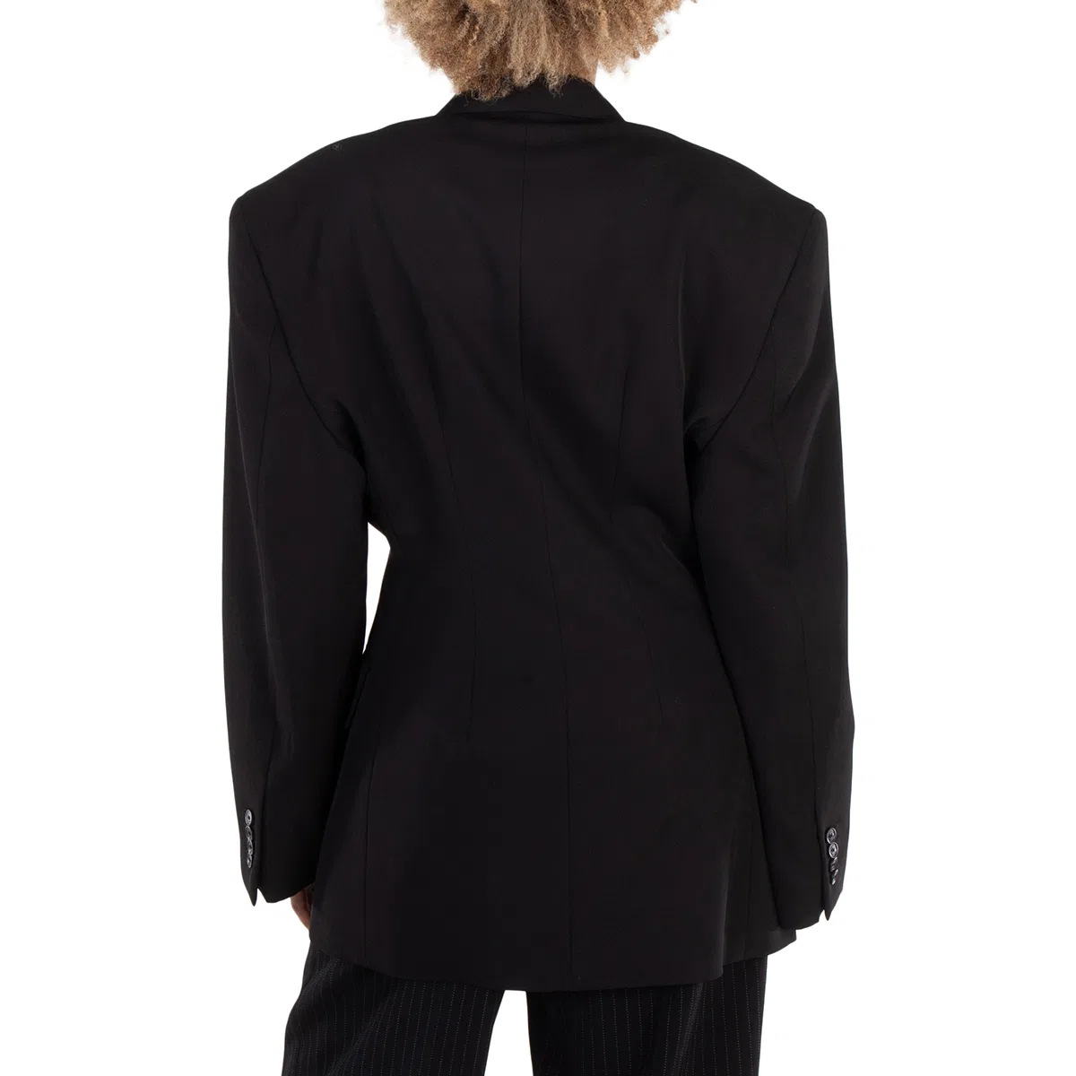Пиджак двубортный приталенный из шерсти Double-Breasted Cinched Wool Blazer Balenciaga, Black — фото 3