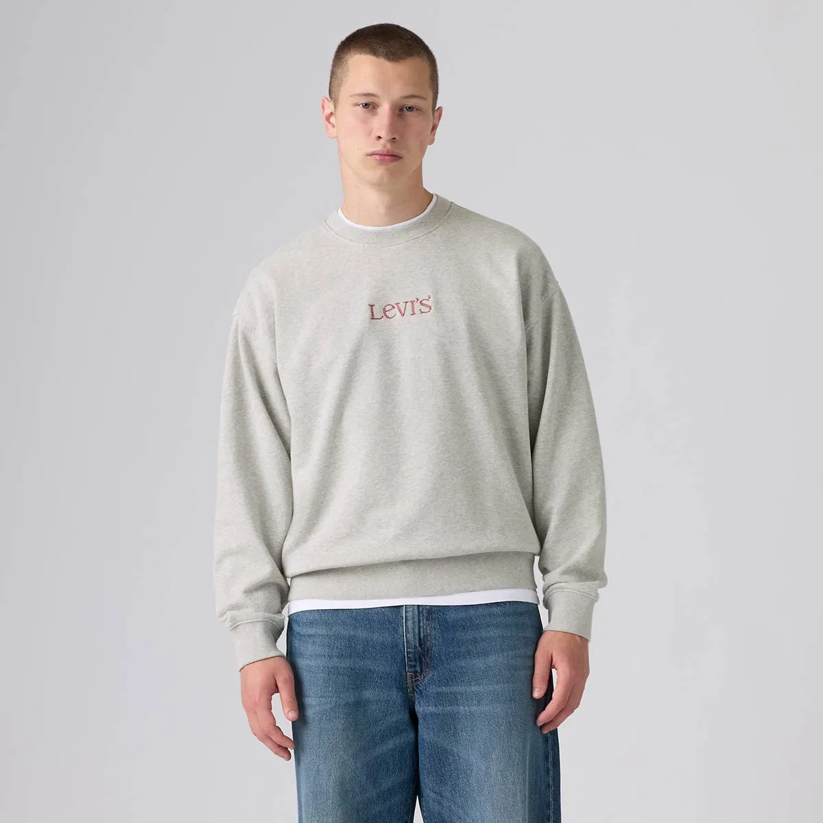 Толстовка с вышитым закатом Levi's, Logo Light Heather Grey - Grey — фото 3