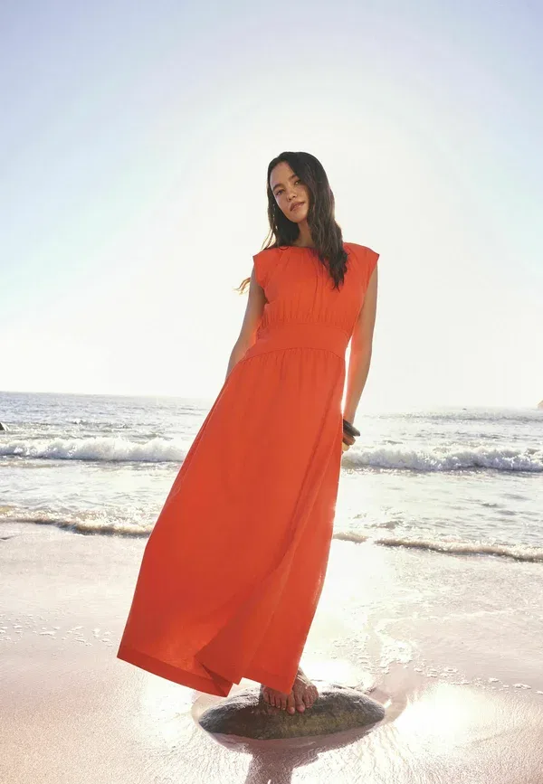 Платье хлопковое Regular fit - waisted summer midi - maxi dress Next, Blood Orange