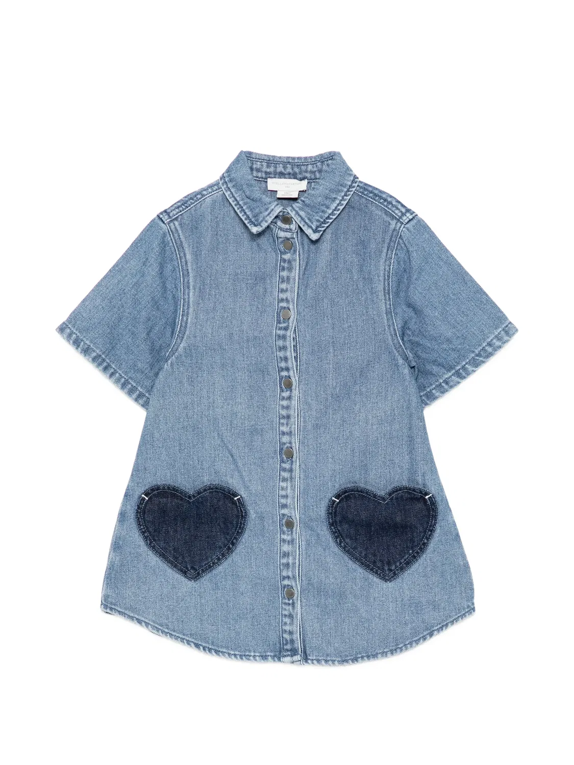 Джинсовое платье-рубашка с аппликацией Stella Mccartney Kids, синий
