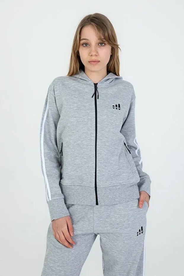 Детский спортивный костюм для девочек с капюшоном Black One, Gray Melange — фото 4
