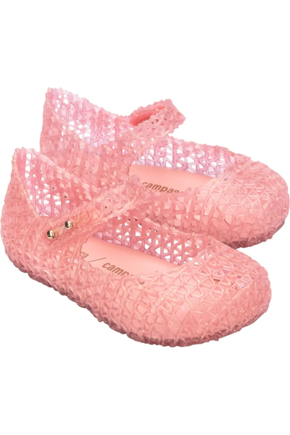 Детские туфли Мэри Джейн с блестками Campana Mini Melissa, Pearly Pink