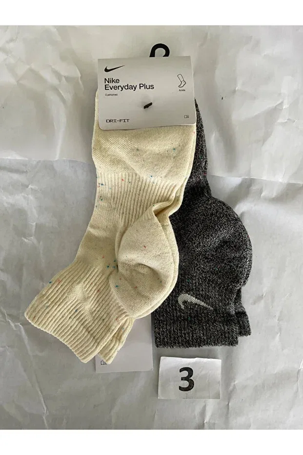 Женские носки с набивкой Everyday plus 2-pack Nike, Beige-Black