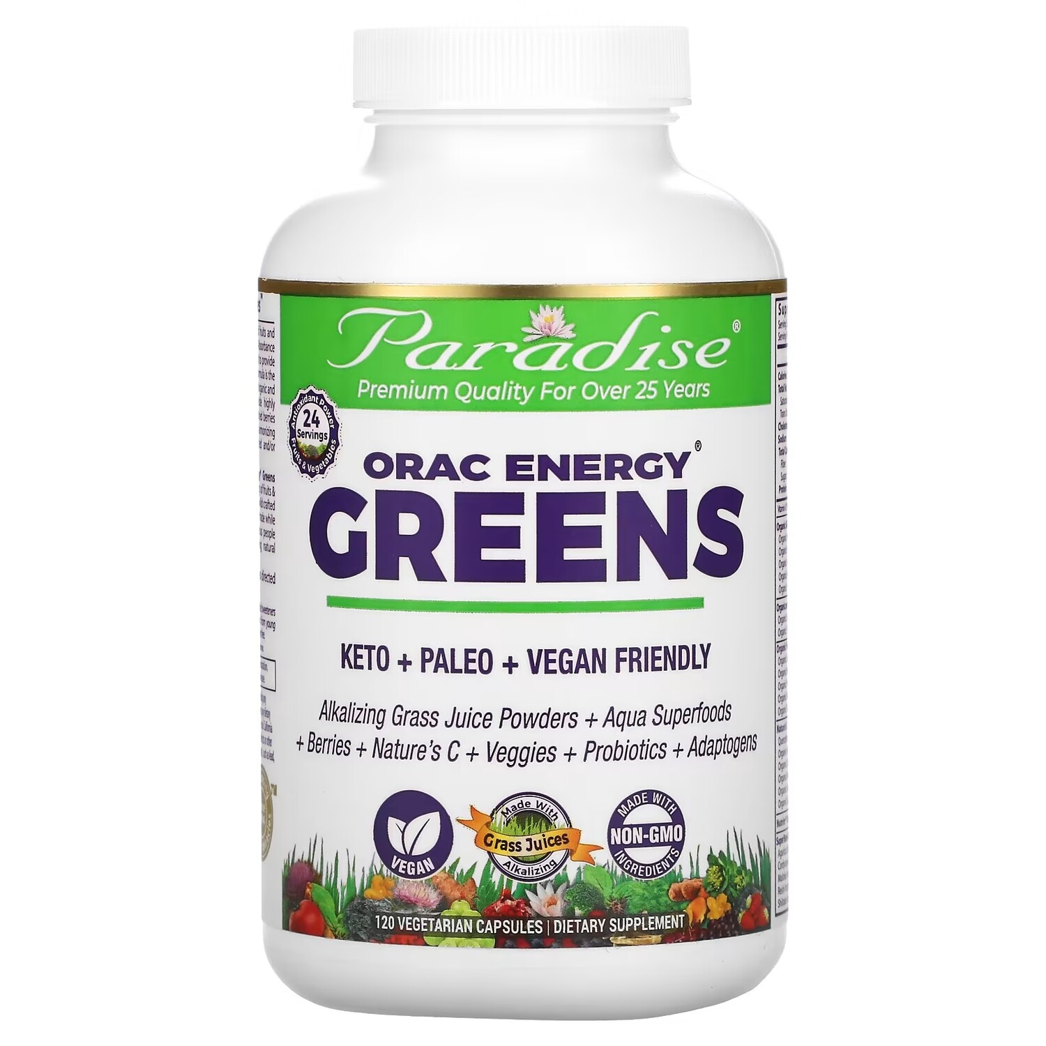 

Добавка Paradise Herbs ORAC-Energy Greens, 120 вегетарианских капсул