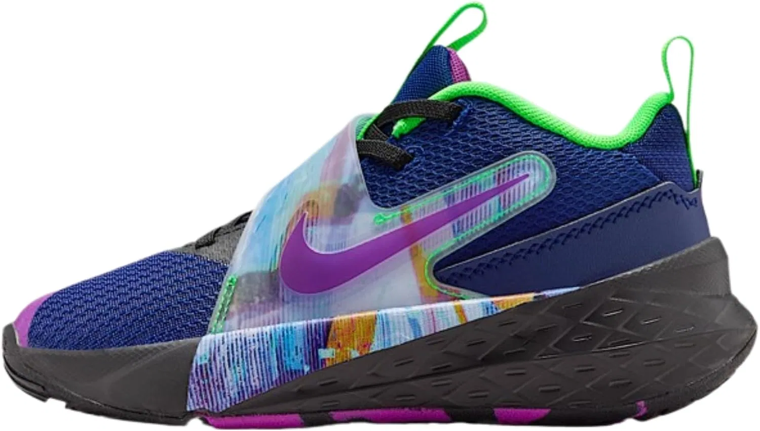 Детские кроссовки для мальчиков Nike Team Hustle D 12, Blue Void/Black/Green Strike/Vivid Purple