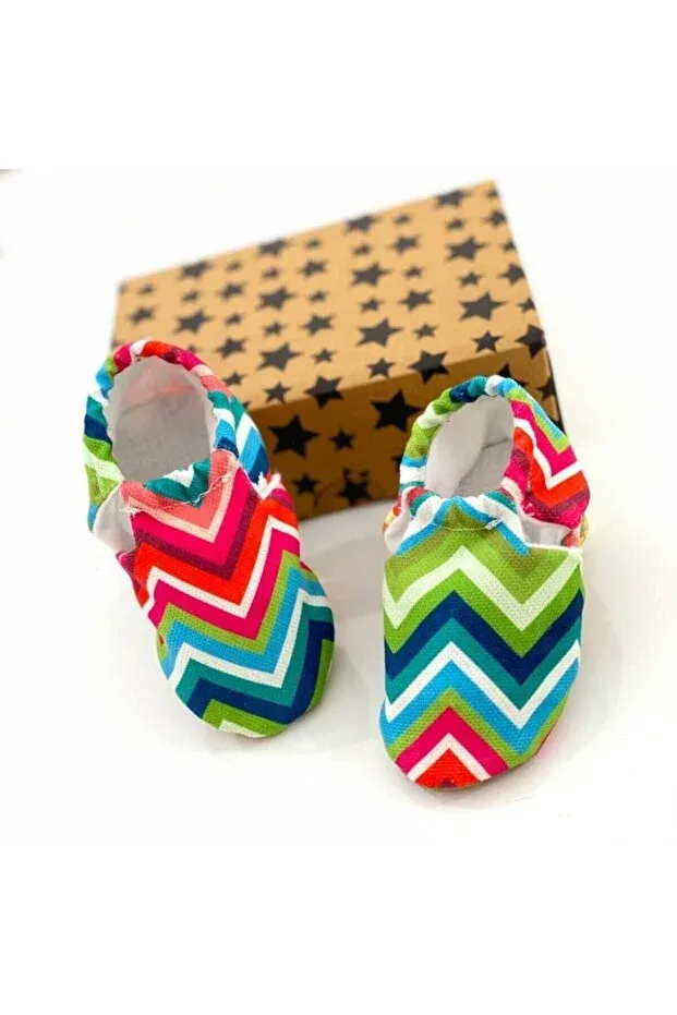 Детские пинетки из натуральной кожи с узором Babycitytr, Red-Green-Blue