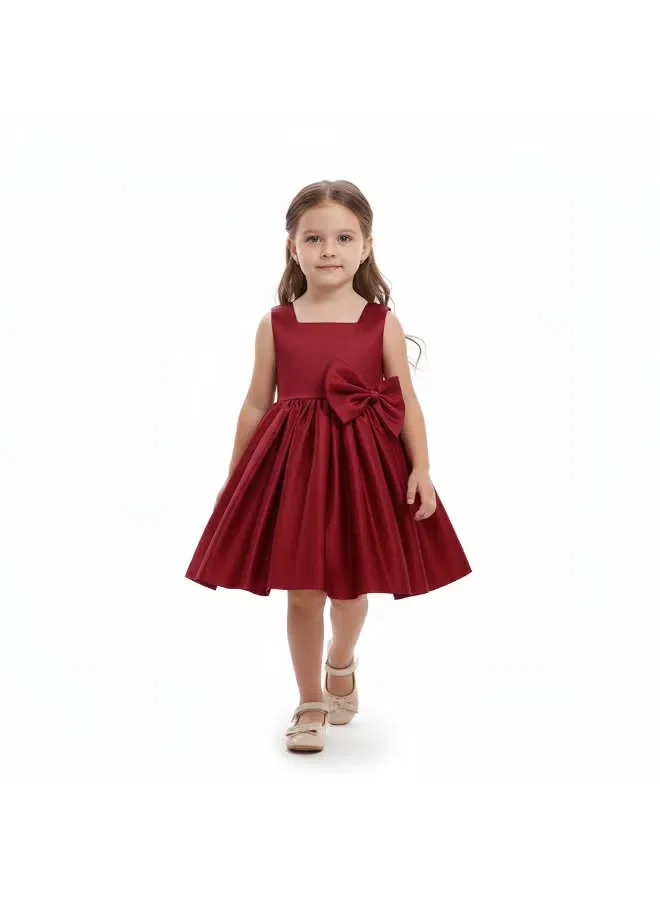 Платье без рукавов с бантом Satin Bow Party D'Daniela, рубиновый — фото 3
