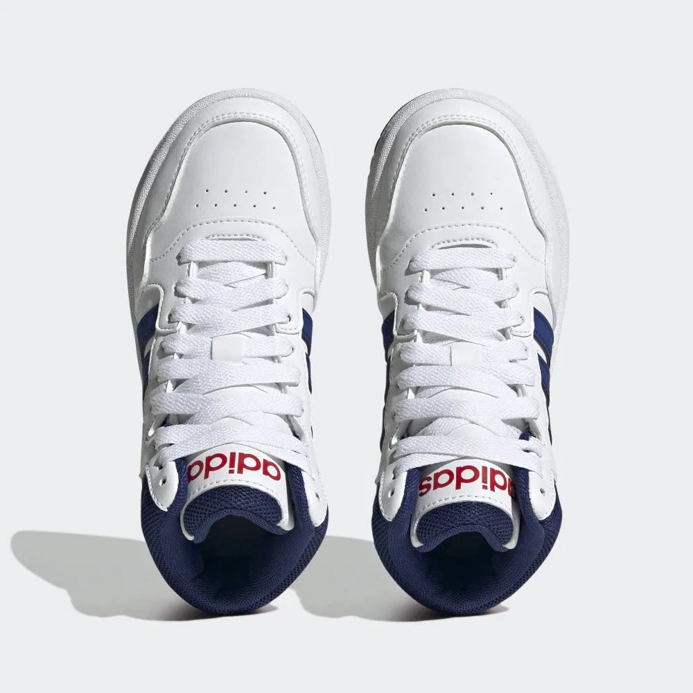 Детские кроссовки для мальчиков и девочек с высоким верхом Hoops Mid Shoes Adidas, Multicoloured Cloud White Victory Blue Better Scarlet — фото 4