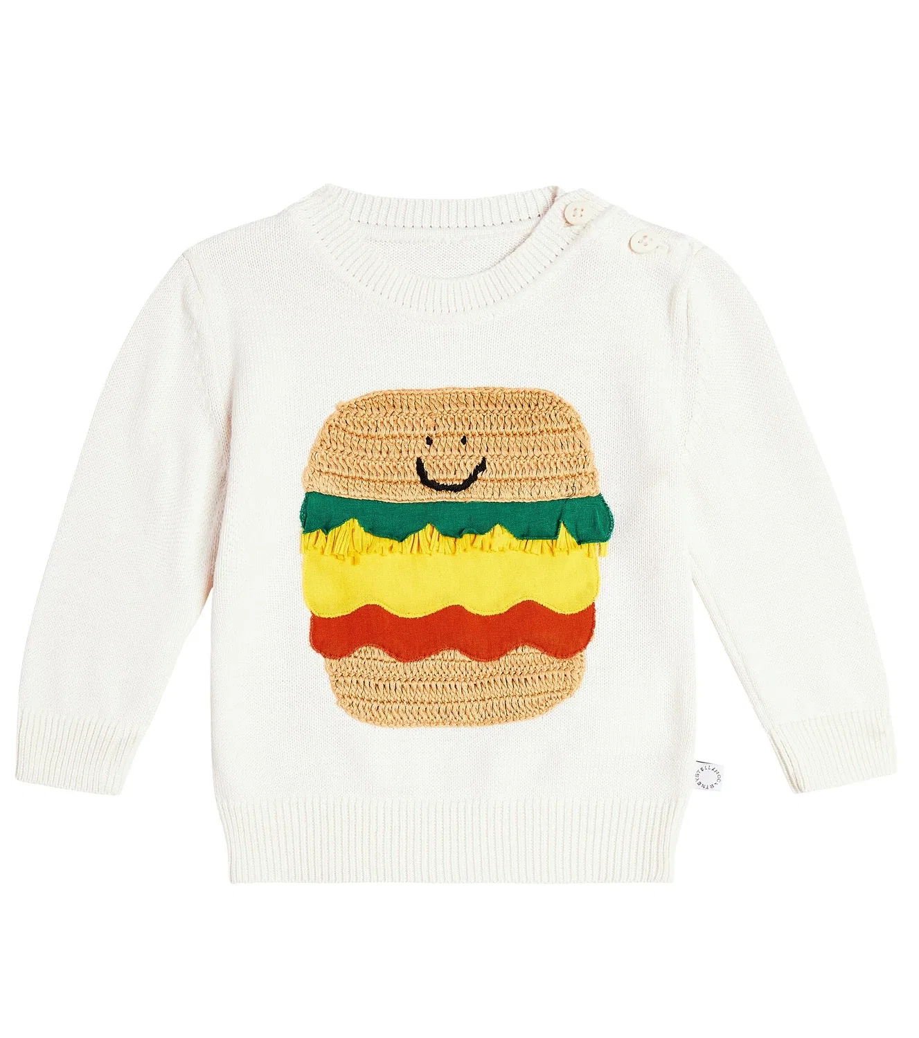Детский свитер из хлопка с рисунком интарсия Stella Mccartney Kids, белый