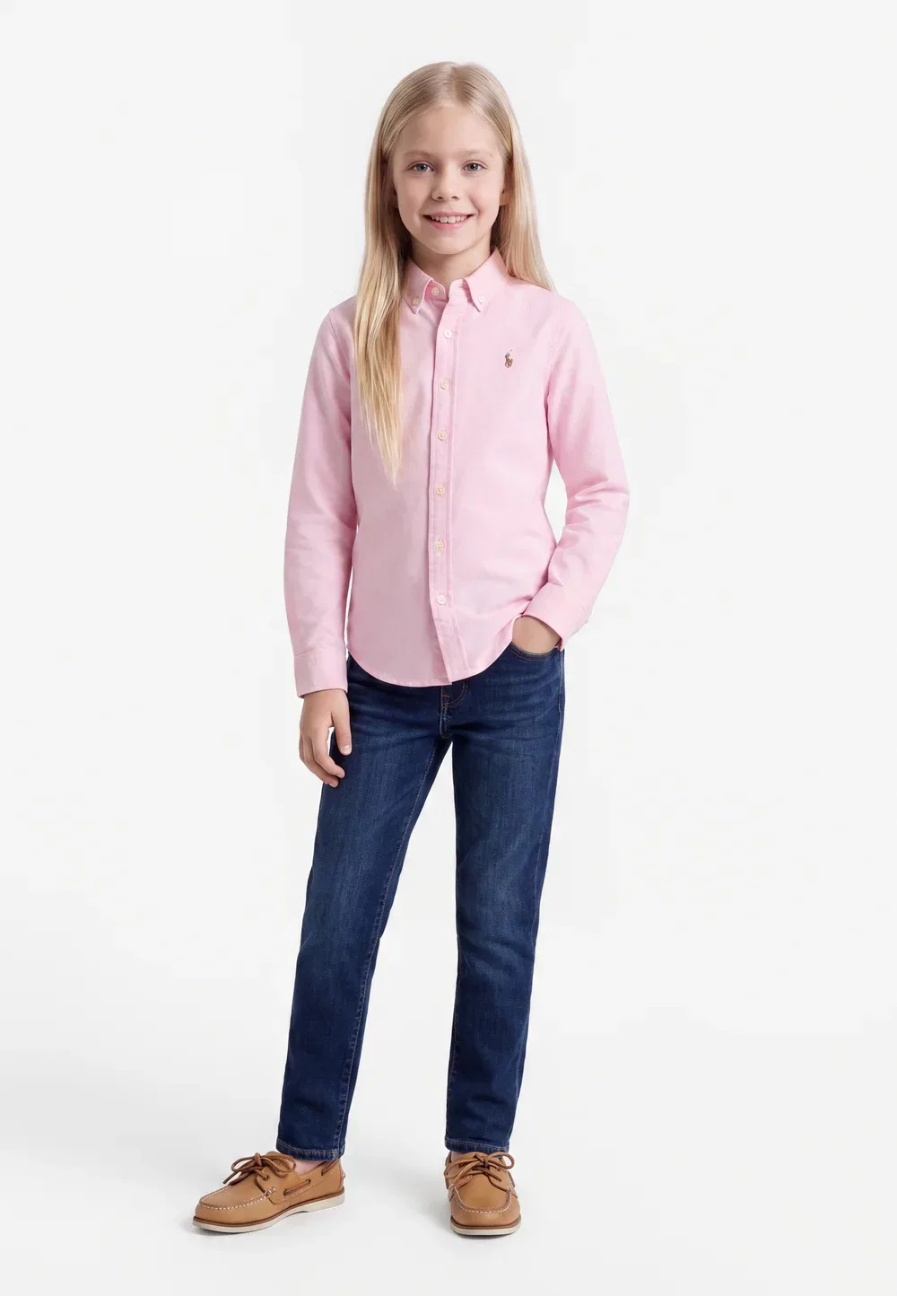 Хлопковая рубашка-оксфорд, размер 7-14 лет - блузка на пуговицах Polo Ralph Lauren, Bath Pink