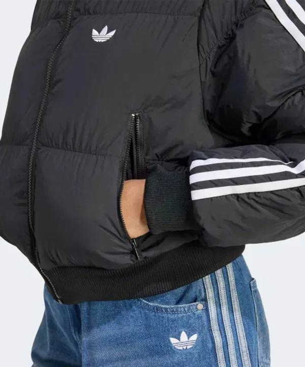 Укороченный пуховик с синтетическим наполнителем, Adidas, черный — фото 4