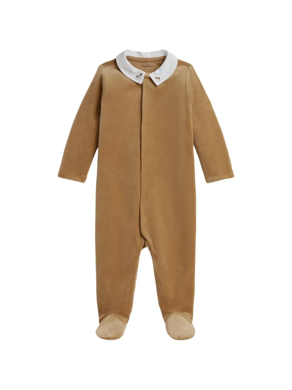 Велюровый комбинезон с длинными рукавами POLO RALPH LAUREN KIDS, коричневый
