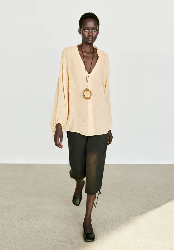 Блуза Plain Massimo Dutti, Yellow, желтый — фото 2