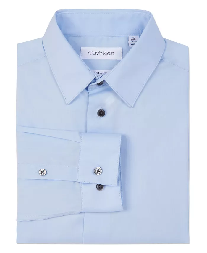 

Рубашка для мальчиков больших размеров Husky Solid Stretch Poplin Calvin Klein, синий