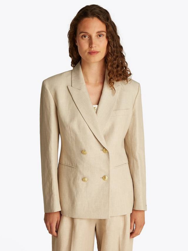 

Приталенный двубортный блейзер Tommy Hilfiger, цвет Classic Beige
