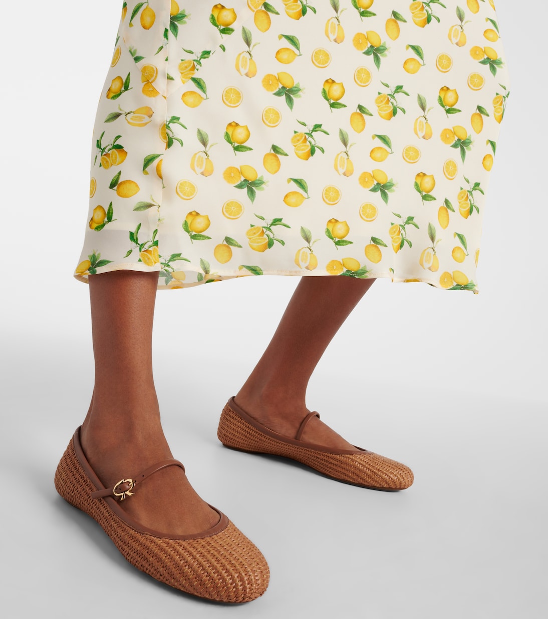 Балетки Carla из рафии и кожи Gianvito Rossi, Cuoio+Cuoio — фото 4