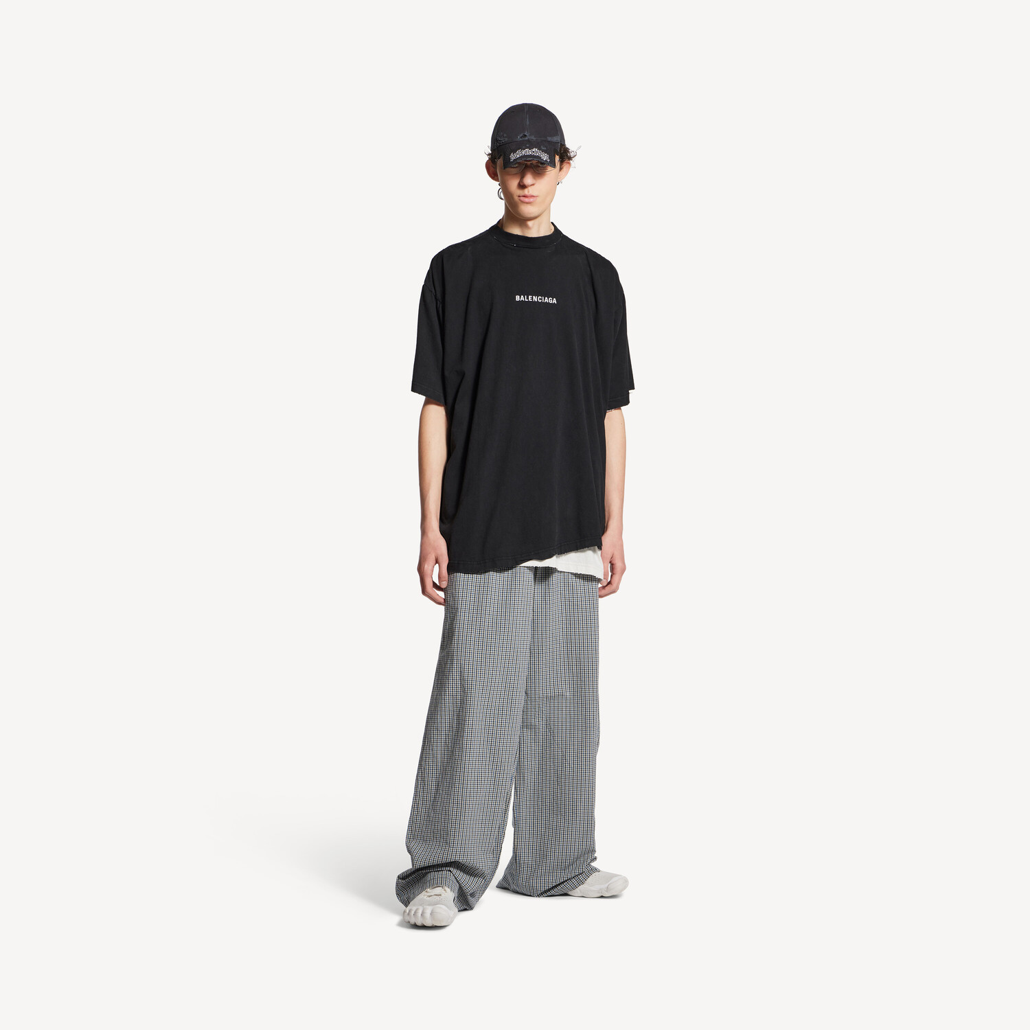 Мужская футболка balenciaga back double в выцветшем черном цвете BALENCIAGA, выцветший черный