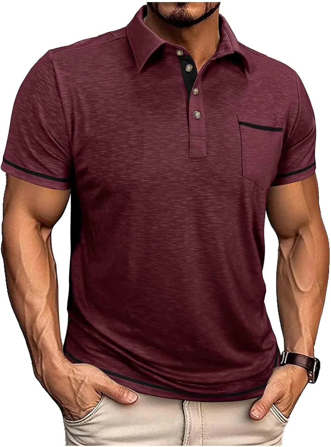 

Мужская футболка Dademeo Muscle Henley для тренировок, легкая, Slim Fitted, с карманом