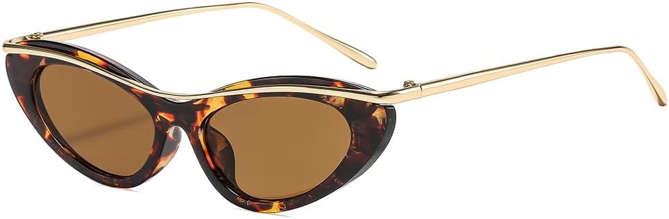 

Солнцезащитные очки для мужчин и женщин - защита от УФ-излучения UV400 - стиль "кошачий глаз" в стиле панк, металлическая оправа, маленькая, для занятий спортом на открытом воздухе и вождения QWBSER, 5