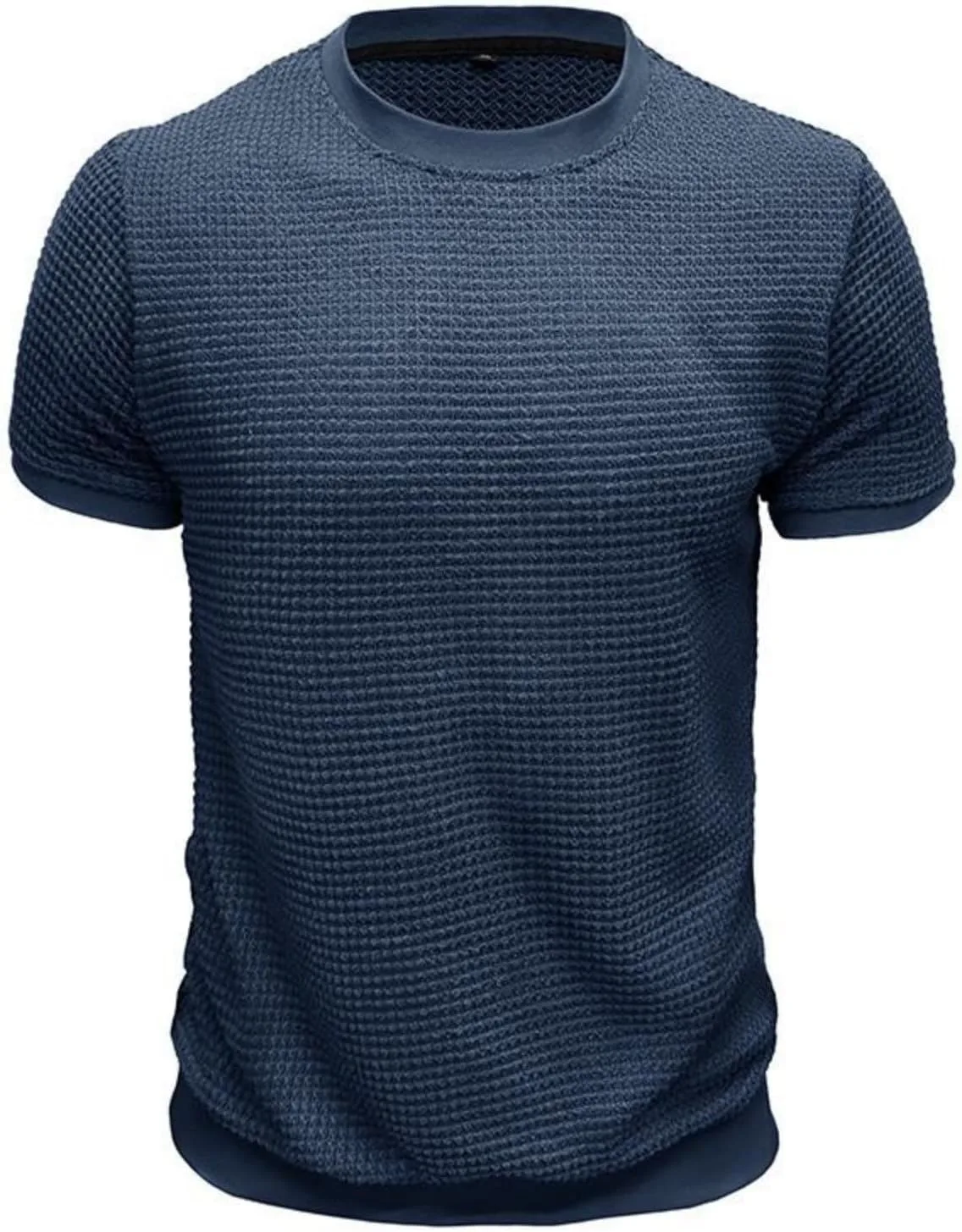 Мужская футболка Waffle Casual с коротким рукавом и свободным кроем — фото 3