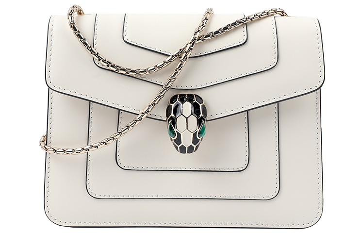 

BVLGARI Сумка Serpenti Forever из телячьей кожи на цепочке через плечо женская белая