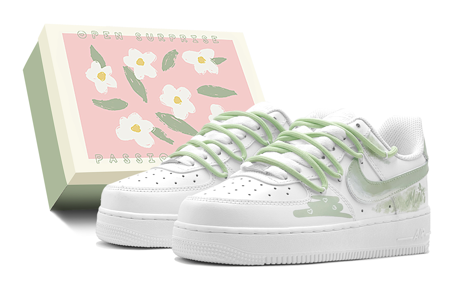 

Nike Кроссовки Air Force 1 Spring Outing Green Grape Matcha Low Top для скейтбординга, мужские, белые, зеленые