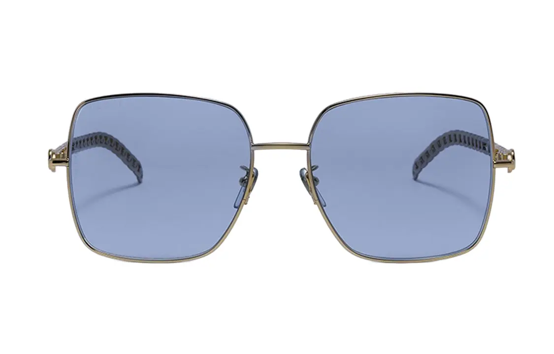 GUCCI Женские солнцезащитные очки с золотой оправой и синими линзами, Gold Frame with Blue Lens — фото 3