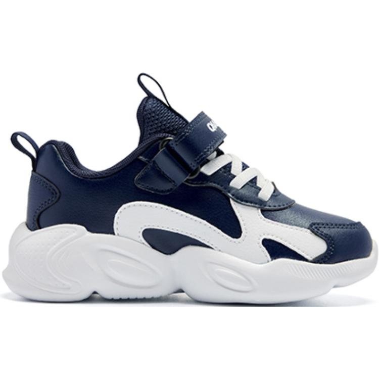 QIAODAN Synthetic Leather Slip Resistant Abrasion Resistant Low top Kids Lifestyle Shoes Blue White — фото 3